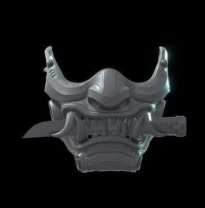 katana mascarar armaduras samurai 3dprinting máscara facial faca scifi capacete japonês mempo cobertura suporte moda 3d print model - Mito3D