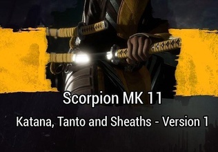 Katana Skorpion mk 11 Ausführung 1 Tanto Mantel mk11 Null sterblich kombat Mortal Kombat shaokahn Shao kahn Schwert Waffe Japan Ninja raiden Cosplay 3d print model - Mito3D