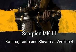 Katana Scorpion mk 11 version 4 tanto gaine mk11 zéro mortel kombat combat Shaokahn shao Kahn épée arme Japon ninja Raiden cosplay 3d print model - Mito3D