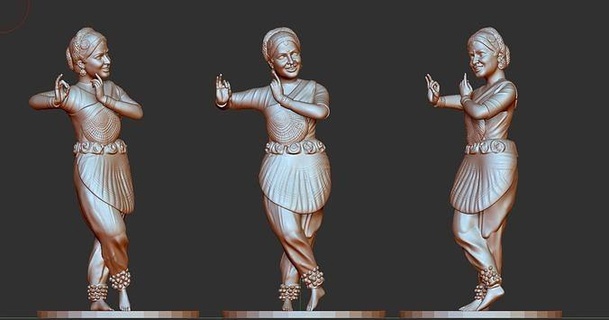 kathak fille ajouter Danse yoga nritya Danseur pose jeunesse art sculptures 3d print model - Mito3D