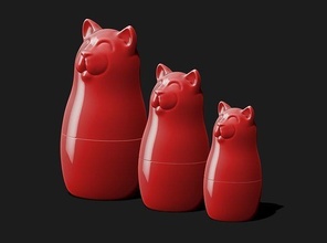katrioska dekor kedi Sanat heykeller matriosca ev eşyaları hayvan süs yavrusu kürk Evcil Hayvan Yavru 3d print model - Mito3D