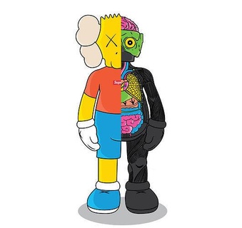 kaws bart simpson flayed open print companion art man medicom toy hypebeast esculpture character radioactive simpsons homer white sneakers springfield marge decoration interior games toys 3d print model - Mito3D