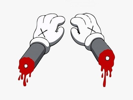 kaws bloody hands companion print bff donelly medicom wearenofriends shoeuzi open flayed red dissected hand blanket friends architectural design interior character decoration house games toys 3d print model - Mito3D