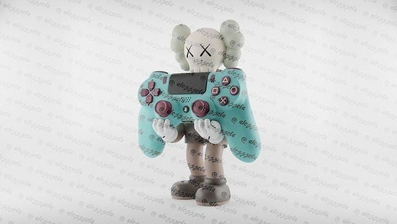 kaws control stand ps4 ps5 print controller game holder toy art tool mobil tripod play station video gadgets interior decoration games toys 3d print model - Mito3D