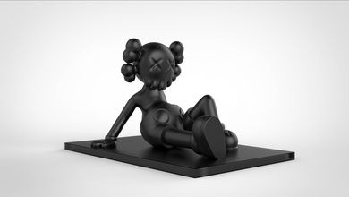 kaws sitting on stand printible figure art body toy toys disney briandonnelly games 3d print model - Mito3D