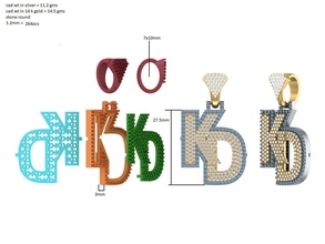 kd pendant diamond pave stones custom jewelry pendants 3d print model - Mito3D