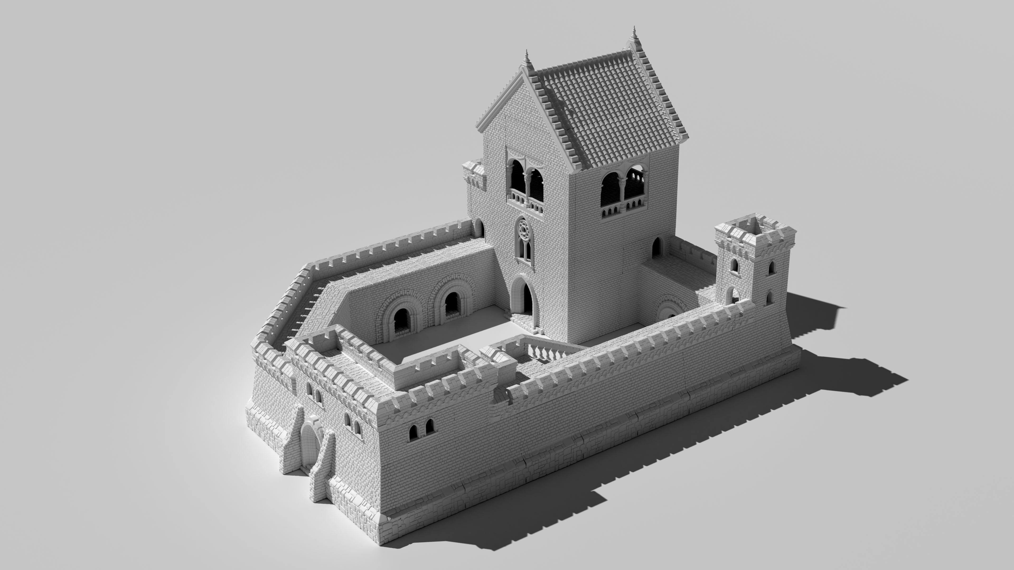 kemots schloss druckbar modular 3d drucken miniaturen tischplatte kriegshammer dungeons drachen mittelalterlich fantasie kriegs spiele openlock öffnen fort turm mauer tor befestigung 28mm spielzeuge tafel 3D print model - Mito3D