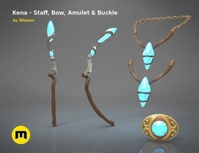 kena bridge spirits - staff bow accessories amulet glow crystal guardian game ps4 ps5 ember lab saiya beni taro ghost games toys 3d print model - Mito3D