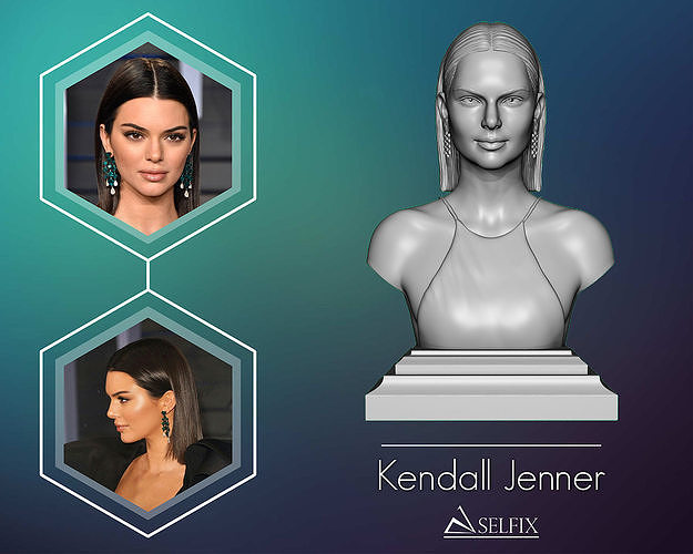 kendall jenner retrato escultura arte estátua mulher moda cabelo ouro corpo vestir enquadramento esculturas 3D print model - Mito3D