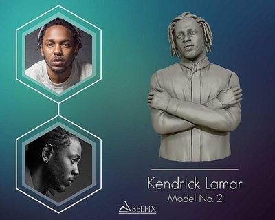 Kendrick Lamar modelo 2 fracasso 3d impressão retrato estátua escultura homem rap rapper arte esculturas 3d print model - Mito3D