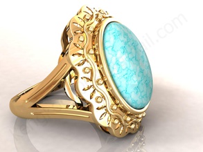 kengkod33 ouro anel turquesa pedra ametista prata argolas livre platina joalheria 3d print model - Mito3D