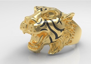 kengkod74 tiger gold kopf ring brillant diamant smaragd engagement frei juwel edelsteine edelstein schmuck platin wertvoll ringe rubin saphir 3d print model - Mito3D