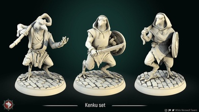 kenku warriors 3 miniatures 32mm pre-supported warrior sculpture dnd dndcharacter wargame 3dminiature 3dprinting creature ttrpg rpg pathfinder boardgame fantasy hobby diy toys game games tabletop 3d print model - Mito3D