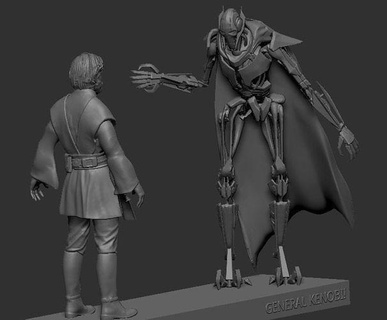 kenobi grave obi pallido generale Ciao scena stella guerre arte sculture 3d print model - Mito3D