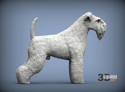 Kerry bleu terrier chien nature mammifère animal compagnie sculpture statuette souvenir présent 3d impression modèle sculpter sculptures imprimable art 3d print model - Mito3D