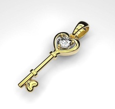 key haert jewelry gold heart love simbol pendant silver pendants 3d print model - Mito3D