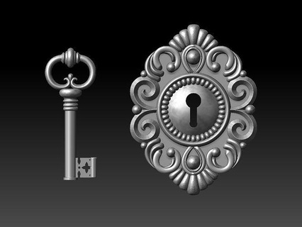 key keyhole lock ornament print art sculptures 3d print model - Mito3D