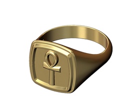key life stepped square signet ring ankh symbol cross eternal key egyptian egypt ring jewelry printable gold silver sterling signet men menring square fashion jewellery luxury rings 3d print model - Mito3D