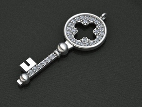 chave colar 3d diamante ouro imprimível prata gema senhoras moda joalheria colares 3d print model - Mito3D