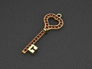 Schlüssel Halskette 3d Damen Diamant Gold Silber Halsketten druckbar Mode Schmuck 3d print model - Mito3D