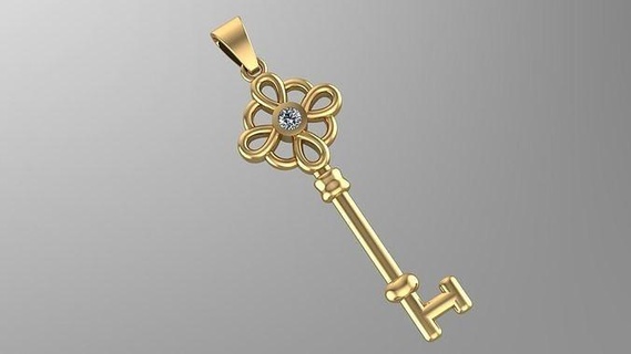 key pendant gold silver jewelry jewellery mold fashion casting pendants necklaces 3d print model - Mito3D