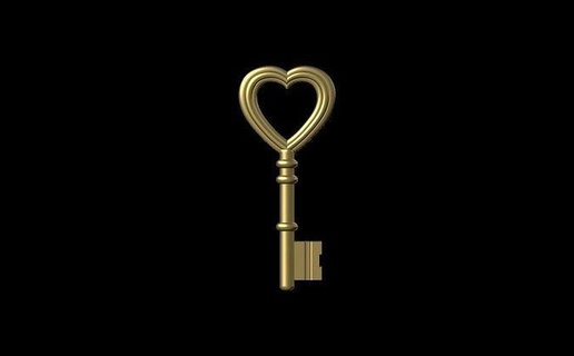 Schlüssel Anhänger Schmuck Anhängerschlüssel sperren Schlüsselherz Corazon Pendantheart Halskette Tür Haus Möbel Ring Halskettenschlüssel Innere Gold Silber 3d print model - Mito3D