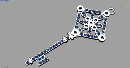 clé pendentif bijoux collier le diamant tifanny de la mode diamondgold d'argent imprimable 3dprint gem pendentifs 3d print model - Mito3D