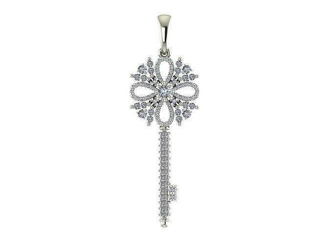 clé pendentif or bijoux argent imprimable diamant bague anneaux bijou mariage engagement brillant sterling délicat pendentifs 3D print model - Mito3D