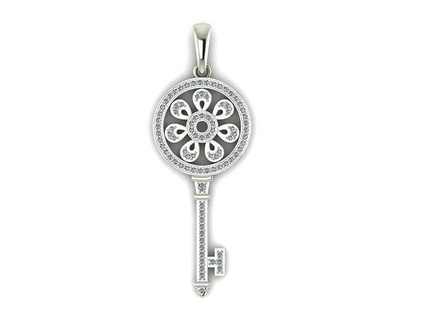 Schlüssel Anhänger Schmuck Gold Silber druckbar Halskette Diamant Sterling brillant Juwel Hochzeit 3d print model - Mito3D