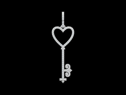 key pendant uniq antiq art deco fancy bridal jewellery printable heart jewelry pendants 3d print model - Mito3D