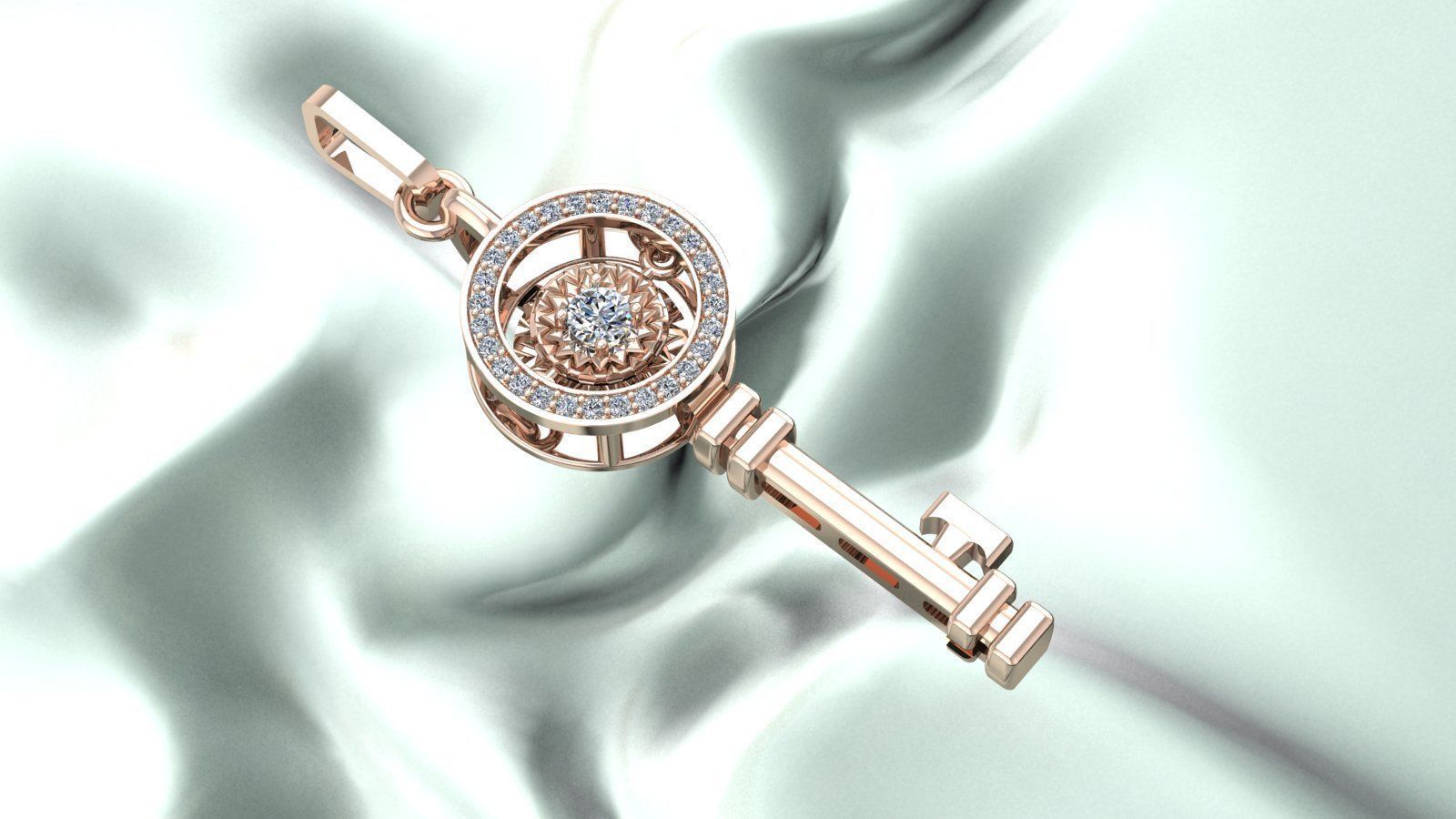 schlüssel anhänger diamant schön tifany schmuck halskette druckbar brillant juwel 3D print model - Mito3D