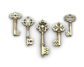 Schlüssel-Anhänger-set Schmuck Schlüssel set gold Silber sterling Platin weiß - Anhänger 3d print model - Mito3D