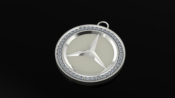 keychain mersedes stones diamond gems jewellery jewelry 3d print model - Mito3D