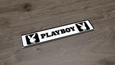 portachiavi targhetta logo playboy testo passatempo fai 3d print model - Mito3D