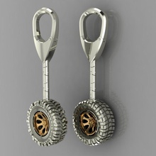 keychain wheel 0137 tyre disk key ring chain gold silver tread auto suv lock jeep jewelry 3d print model - Mito3D