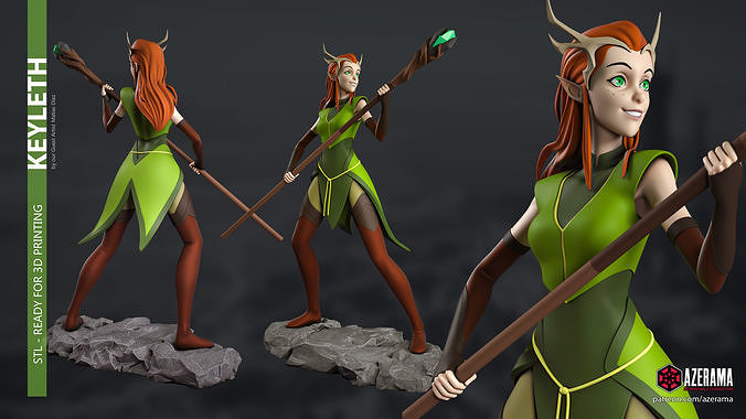 keyleth stl prêt 3d impression légende of vox machina matias diaz azérama vidéo amazone elfe elfa waifu jeux jouets 3D print model - Mito3D