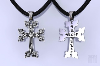 khachkar arménien traverser motifs bijoux or argent ornement conception cire imprimable cnc style impression bijou pendentifs religiou objet 3d print model - Mito3D