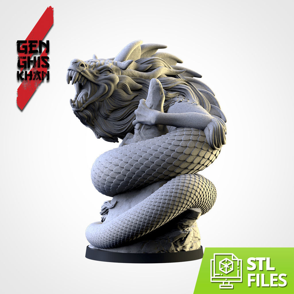 khan s dragon statue serpent creature magical warhammer 40k marine marino space star wars witcher monster thrones chaos elf genghis sea games toys game accessories 3D print model - Mito3D