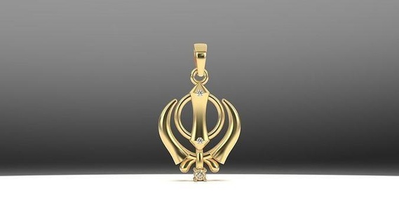 khanda pendant art fashion gold earring jewel jewellery ring band gemstones kandh symbol sterling silver religious kandha sikh locket sikhism jewelry pendants 3d print model - Mito3D