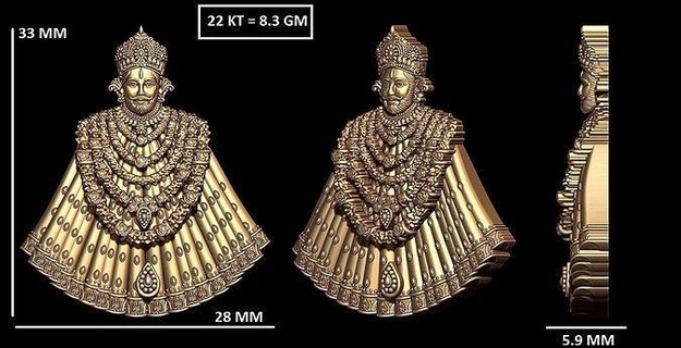 khatu shyam idolo Dio gioielleria statua scultura indiano murti arte ciondoli carattere oro indù bagwan collana avatar antico medaglione pendente signore 3d print model - Mito3D