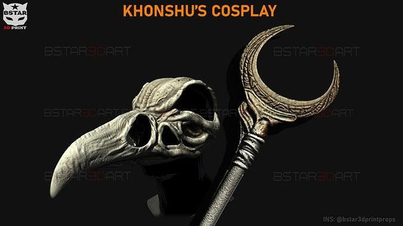 Khonshu cosplay juguetes Caballero maravilla juegos Luna Víspera Santos pájaro cráneo monstruo máscara arma 3d print model - Mito3D
