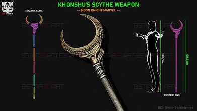 khonshu crescent scythe - moon knight marvel cosplay crocodile stick arthur harrow halloween moonknight darts weapon khoshu toys accessories games 3d print model - Mito3D