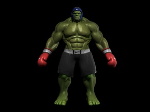Kickboxer Hulk Kick Box Wunder Charakter zbrush 3d Bildhauerei Kunst Modellieren Grünmonster Skulpturen 3d print model - Mito3D