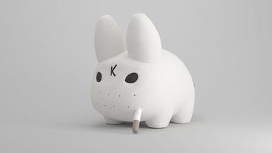 kidrobot smorkin labbit white 14 inch plush by frank kozik art toy conceptual rabbit figure sculpture doll collection bunny hobby trend modern mood abstract teddy puppet dummy play character games toys 3d print model - Mito3D