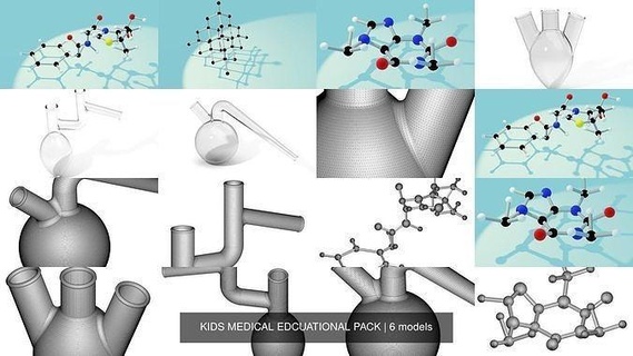 kids medical edcuational pack chemistry lab medicine science biology micro health scientific microscopic molecule hospital laboratory virus academy education student xray patient 3d print model - Mito3D