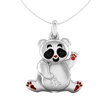 kids pendant jewelry platinum gem gold silver printable jewellery panda gift birthday diamond necklace shining pendants 3d print model - Mito3D