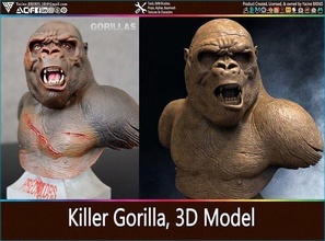 assassino gorila 3d modelo criatura figura personagem anatomia coleção colecionável estátua estatueta miniatura impressão imprimível macaco animal brinquedos jogos 3d print model - Mito3D