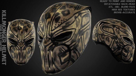 killmonger mask cosplay cosplayer helmet wakanda avengers armor render print art scans replicas scifi black panther monger 3d print model - Mito3D