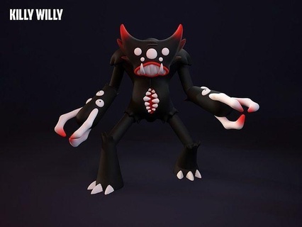 killy willy papoula brincar abraço ondulado indie terror jogos impressão resina filamento arte esculturas 3d print model - Mito3D