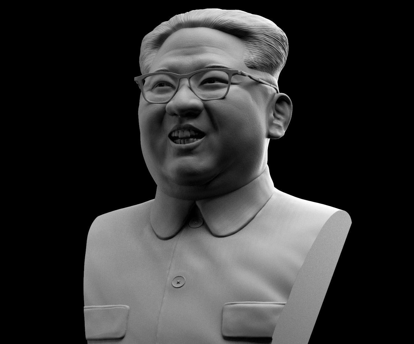 kim jong busto corea dictador líder político triunfo norte coreano guerra misil cohete asiático retrato realista risas presidente supremo arte esculturas 3D print model - Mito3D